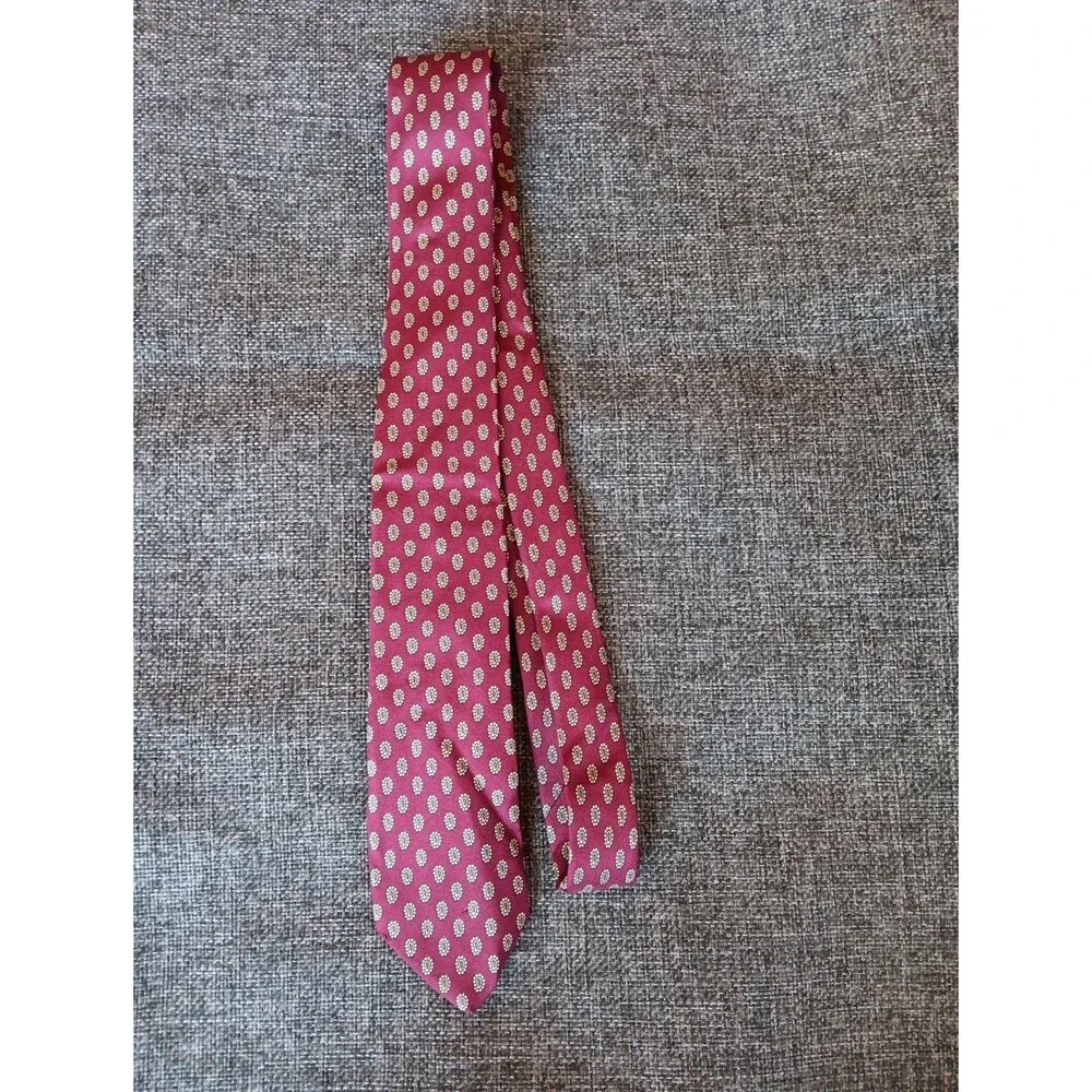 Tie 70s 80s 90s Y2K Mens Angelo Bosani Silk Red Beige 2.5 Wide 59 Long